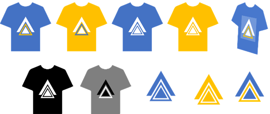 A graphic of T-shirts showing the set of assets that could be tested for a clothing retailer.