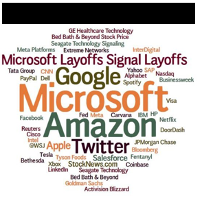 A word cloud. The biggest words showing are Google, Microsoft, Amazon, and Twitter. 